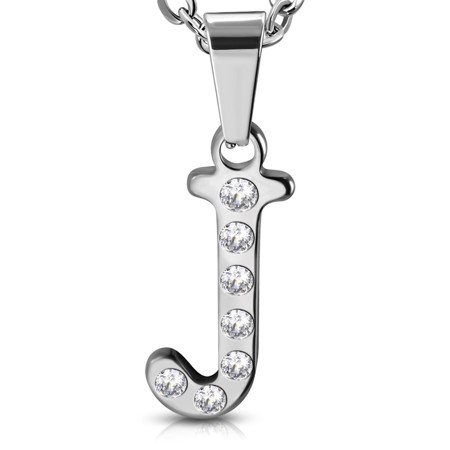 Stainless Steel Alphabet Initial Letter Crystals Pendant